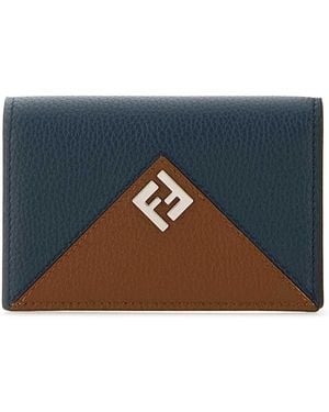 Fendi Leather Card Holder - Blue