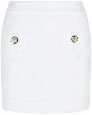 Balmain Cotton Blend Miniskirt - White