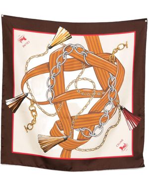 Celine Printed Silk Foulard - Brown