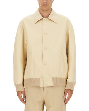 Lanvin Button-Up Oversized Jacket With Design - Natural