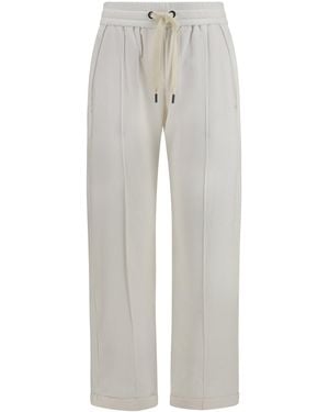 Brunello Cucinelli Track Stretch-Fleece Pants With Monili Detailing - Gray