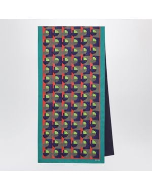 Miu Miu Printed Silk Scarf - Blue