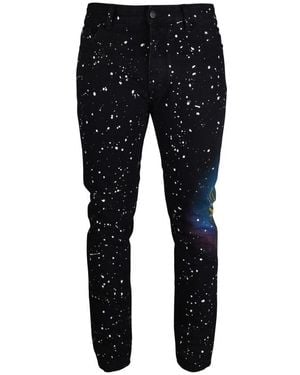 Palm Angels Distressed Graphic Print Jeans - Black