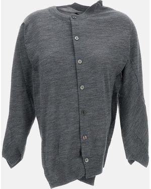 Junya Watanabe Deconstructed Crew Neck Wool Cardigan - Gray