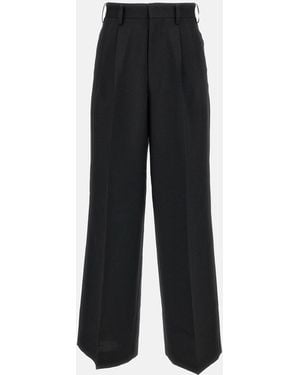 Junya Watanabe High-Rise Wide-Leg Wool Pants With Pressed Crease - Black