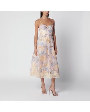 Zimmermann Valiant Hydrangea Silk Linen Midi Dress - Pink