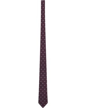 Saint Laurent Silk Jacquard Tie - Purple