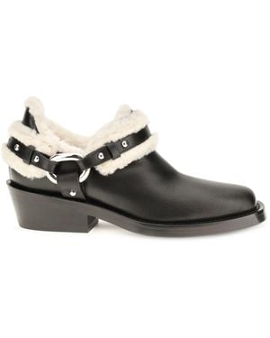 Rabanne Rabanne Shearling Trim Biker Ankle Boots - White