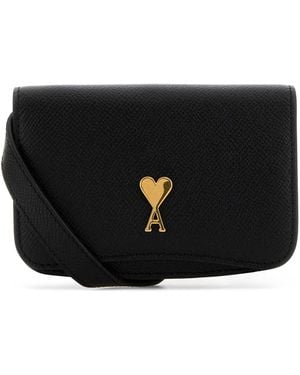 Ami Paris Ami Leather Paris Paris Crossbody Bag - Black