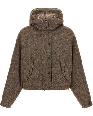 Brunello Cucinelli Donegal Tweed Down Jacket - Brown