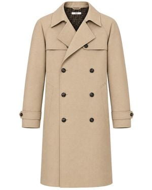 Fendi Rope-Colored Mackintosh Fabric Trench Coat - Natural