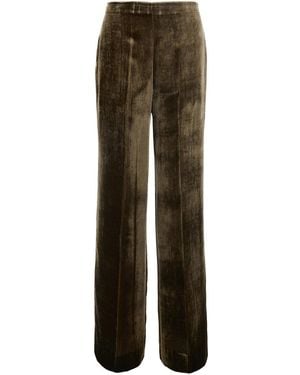 P.A.R.O.S.H. Velvet Oversized Pants With Viscose And Silk For - Brown