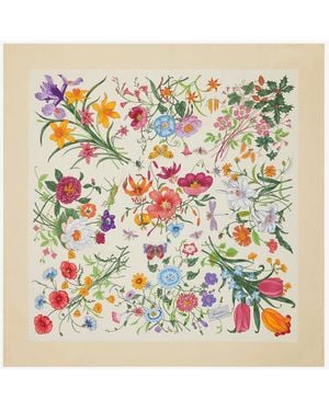 Gucci Flora Silk Foulard - White