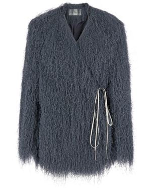 Dries Van Noten V-Neck Jacket With Side Drawstring - Blue