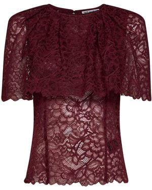 Self-Portrait Self Portrait Burgundy Lace Cape Top - Red