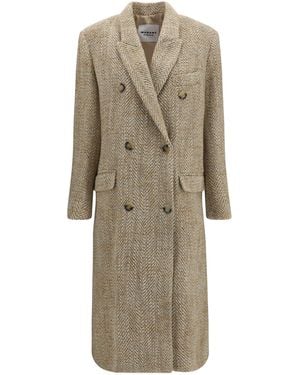 Isabel Marant Marant Etoile Pilda Herringbone Wool-Blend Coat - Natural