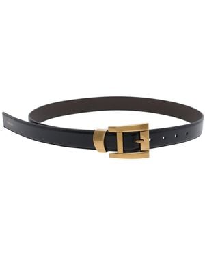 Versace Leather Belt With Logo - Blue