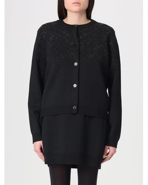 Gucci Gg Wool Cardigan With Rhinestones - Black