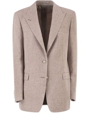 Tagliatore Single-Breasted Herringbone Blazer - Natural