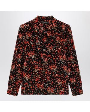 Gucci Printed Silk Shirt With Bow - Brown