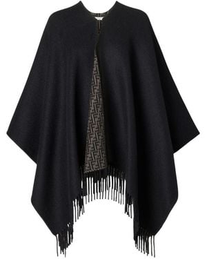 Fendi Ff Wool And Cahsmere Poncho - Black