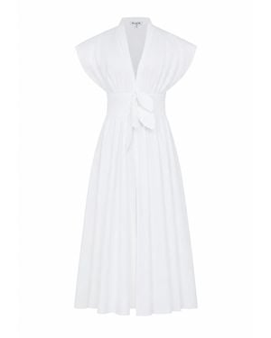 Alaïa Linen Blend Belt Dress - White