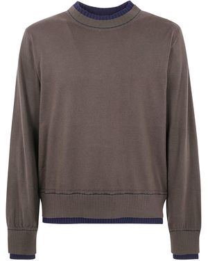 Sacai Cotton Cashmere Knit Pullover - Brown