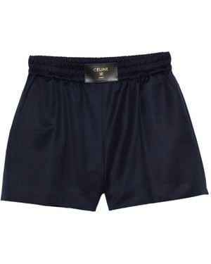 Celine Logo Wool Shorts - Blue