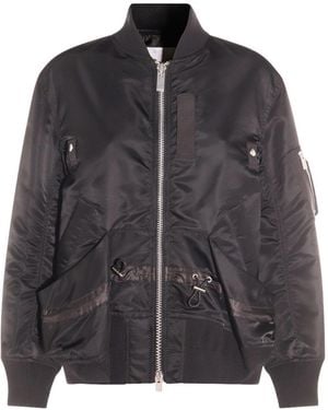 Sacai Jacket With Ruffled Hem And Adjustable Drawstring Waist - Black