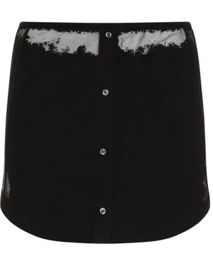 DIESEL Button-Up Mini Skirt With Cotton Blend And Artistic Detailing - Black