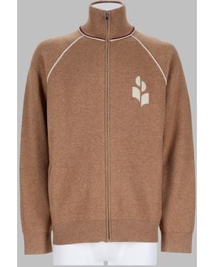 Isabel Marant Zip Front Knit Track Jacket - Brown