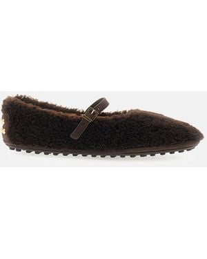 Tod's Shearling And Suede Leather Ballerina Flats - White