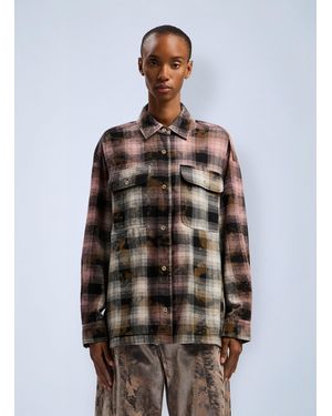 Palm Angels Curved Logo Coated Checkshirt - Multicolor