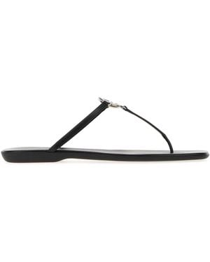 Gucci Leather Thong Slippers - Black