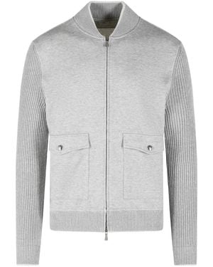 Eleventy Cotton And Linen Bomber Jacket - Gray