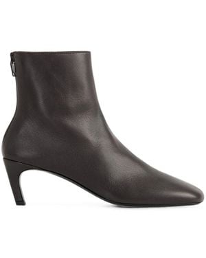 TOTEME Leather Heel Ankle Boots - Brown