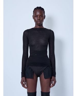 Rick Owens Long Sleeve Wool Silk Tee - Blue