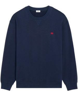 Celine Wide Cotton Fleece Sweatshirt - Blue