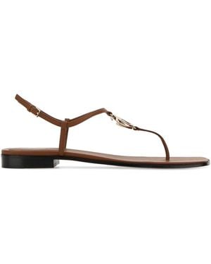 Gucci Caramel Leather Thong Sandals - Brown