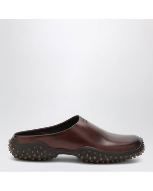 Miu Miu Coffee Leather Mules - Brown