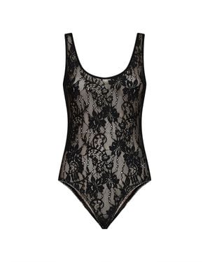 Zimmermann Stretch Lace Scoop Bodysuit - Black