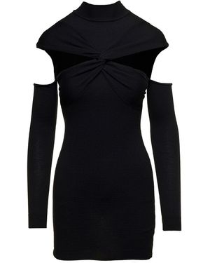 Coperni Mini Dress With Mock Neck And Twisted Cut-Out - Black