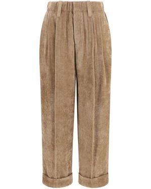 Brunello Cucinelli Corduroy Tailored Pants - Natural