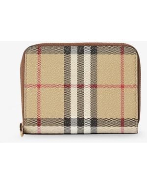 Burberry Coated Canvas With Check Pattern - Natural