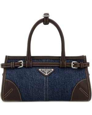 Prada Denim Small Bonnie Handbag - Blue