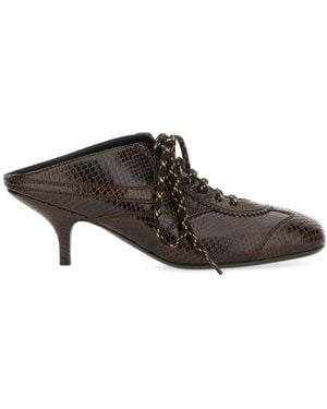 Dries Van Noten Leather Slip-On Mules - Brown