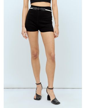 Max Mara Belted Cotton-Blend Knit Shorts - Black