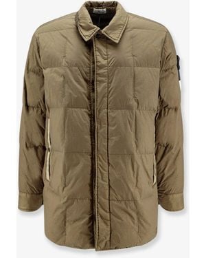 Stone Island Garment Dyed Crinkle Reps Ny Recycled Nylon Down Jacket With Side Logo Patch - Green