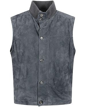Brioni Suede Leather Padded Vest - Blue