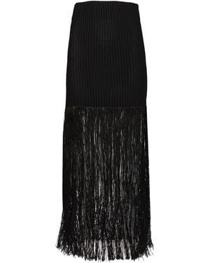 Alaïa Alaïa Tubular Skirt With Fringes - Black